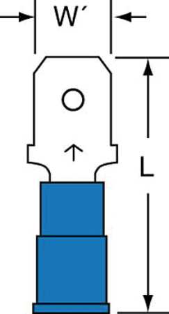 3M Male Disconnect, Blue, 16-14AWG, PK1000 MVU14-250DMK
