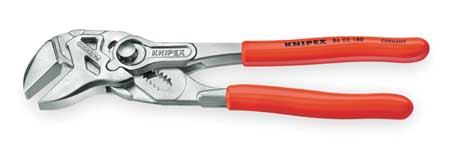 Knipex 7 1/4 in Knipex Cobra Straight Jaw Plier Wrench Smooth, Plastic Grip 86 03 180 SBA
