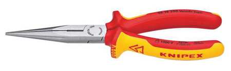 Knipex Insulated Long Nose Plier, 8 in., Serrated 26 18 200 SBA