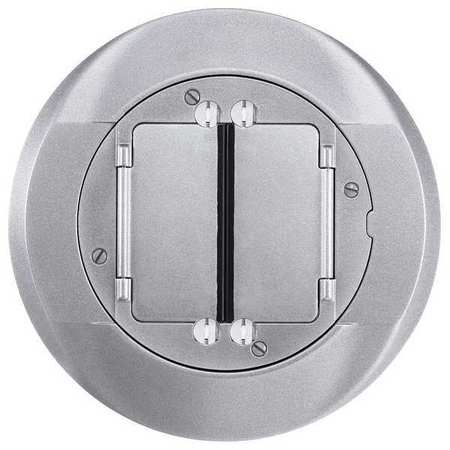 HUBBELL WIRING DEVICE-KELLEMS Electrical Box Cover, 2 Gangs, Round, Aluminum S1CFCAL