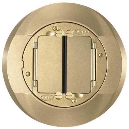HUBBELL WIRING DEVICE-KELLEMS Electrical Box Cover, 2 Gang, Round, Aluminum, Flush Cover S1CFCBRS