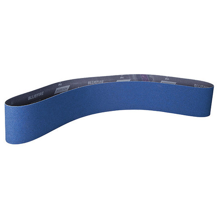 Norton Abrasives Sanding Belt, Coated, 2 1/2 in W, 60 in L, 60 Grit, Coarse, Zirconia Alumina, BlueFire R821P, Blue 78072727232