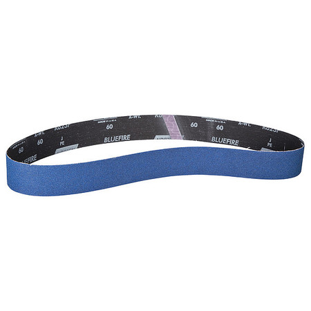 Norton Abrasives Sanding Belt, Coated, 2 in W, 48 in L, 120 Grit, Medium, Zirconia Alumina, BlueFire R823P, Blue 78072728615