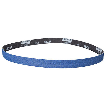 Norton Abrasives Sanding Belt, Coated, 1 in W, 42 in L, 60 Grit, Coarse, Zirconia Alumina, BlueFire R823P, Blue 78072728596