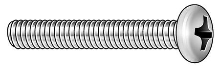 Zoro Select #10-32 x 1 1/4 in Phillips Round Machine Screw, Zinc Plated Steel, 100 PK MPRFI-1001250-100P