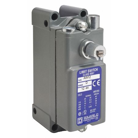 TELEMECANIQUE SENSORS Heavy Duty Limit Switch, No Lever, Rotary, 1NC/1NO, 15A @ 600V AC, Actuator Location: Side 9007AW12