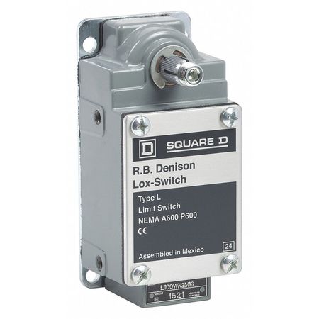 TELEMECANIQUE SENSORS Severe Duty Limit Switch, No Lever, Rotary, 1NC/1NO, 10A @ 600V AC, Actuator Location: Side L100WS2M2