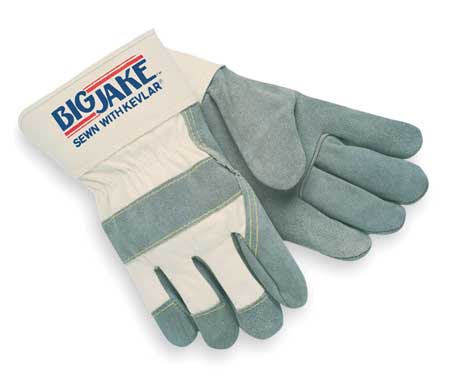Mcr Safety Leather Palm Gloves, L, White, PR 1700L