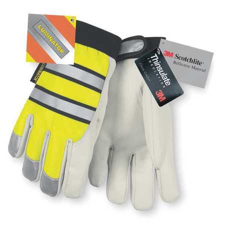MCR SAFETY Hi-Vis Cold Protection Mechanics Gloves, Thermosock Lining, L 968L