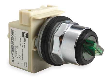 SCHNEIDER ELECTRIC Illum Selector Switch, 2 Pos, 30mm, Green 9001K11J1G