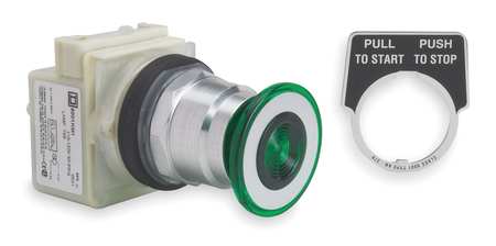 SCHNEIDER ELECTRIC Illuminated Push Button Operator, 30 mm, Green 9001KR8P1G
