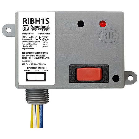 Functional Devices-Rib Enclosed Pre-Wired Relay, 10A@277VAC, SPST RIBH1S