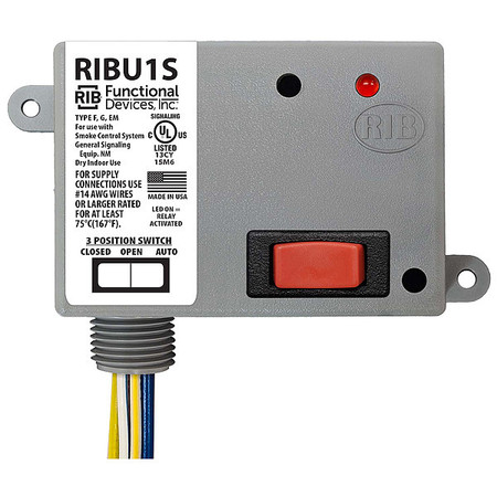 FUNCTIONAL DEVICES-RIB Enclosed Pre-Wired Relay, 10A@277VAC, SPST RIBU1S