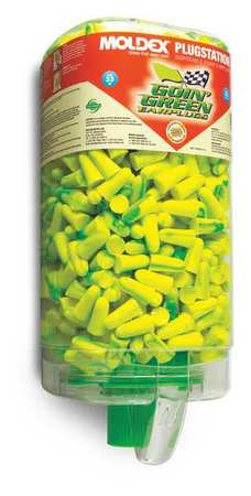 MOLDEX Disposable Uncorded Ear Plugs with Dispenser, Bell Shape, 33 dB, 500 Pairs, Green 6647