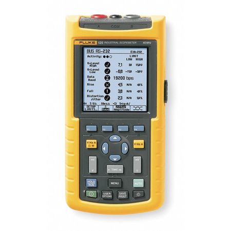 Fluke Portable Digital Oscilloscope, 40 MHz, 2 Channels, Monochrome LCD Fluke-125