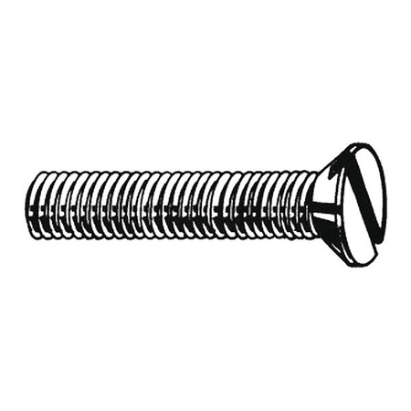 Zoro Select #10-24 x 1/4 in Slotted Flat Machine Screw, Zinc Plated Steel, 100 PK U24540.019.0025