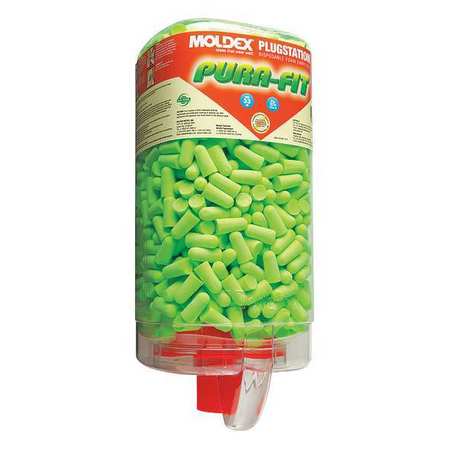 MOLDEX Disposable Uncorded Ear Plugs with Dispenser, Bullet Shape, 33 dB, 500 Pairs, Green 6845
