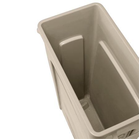 Rubbermaid Commercial 23 gal Rectangular Trash Can, Beige, 11 in Dia, Open Top, Plastic FG354060BEIG