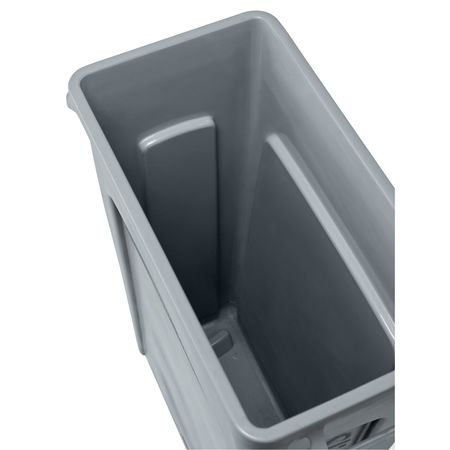 Rubbermaid Commercial 23 gal Rectangular Trash Can, Gray, 11 in Dia, Open Top, Plastic FG354060GRAY
