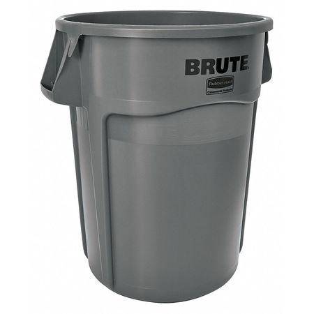 RUBBERMAID COMMERCIAL 44 gal Round Trash Can, Gray, 24 in Dia, Open Top, Plastic FG264360GRAY