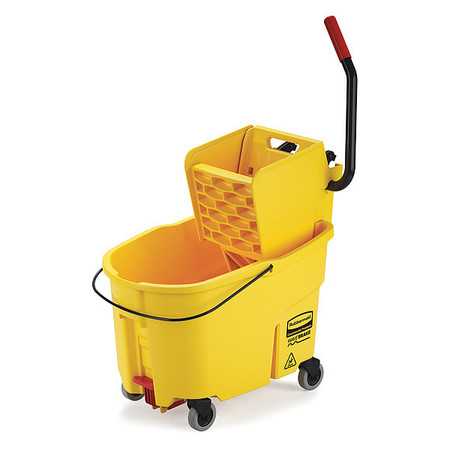 RUBBERMAID COMMERCIAL 11 gal WaveBrake Side Press Mop Bucket and Wringer, Yellow, Polypropylene FG618688YEL