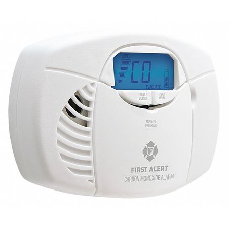 FIRST ALERT Carbon Monoxide Alarm, Electrochemical Sensor, 85 dB @ 10 ft Audible Alert, (2) AA Batteries 1039727