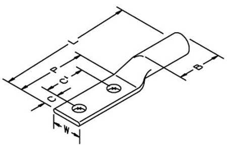 3M Two Hole Lug Connector, 600 kcmil, PK6 31168