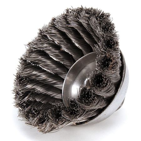 WEILER Cup Wire Brush, Threaded Arbor, 3-1/2" 97427