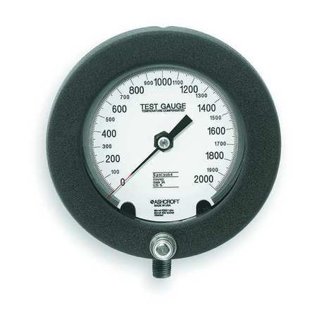 ASHCROFT Pressure Gauge, 0 to 2000 psi, 1/4 in MNPT, Aluminum, Black 601082PS02L2MC4