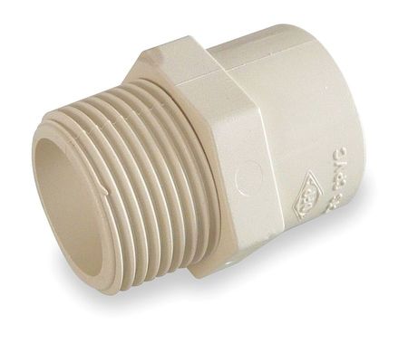 Zoro Select CPVC Adapter, CTS, Schedule SDR-11, 1/2" Pipe Size, MNPT x CTS Socket Hub 2GKA1