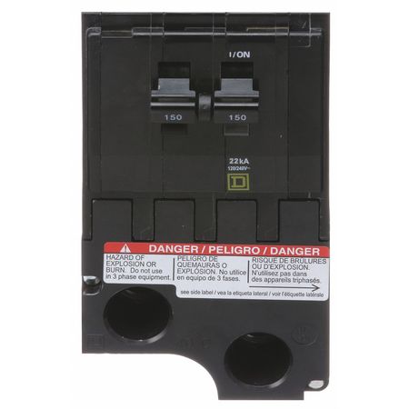 Square D Miniature Circuit Breaker, QO Series 150A, 2 Pole, 120/240V AC QO2150VH