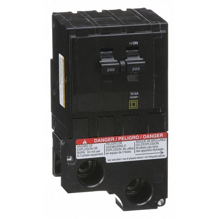 SQUARE D Miniature Circuit Breaker, QO Series 200A, 2 Pole, 120/240V AC QO2200