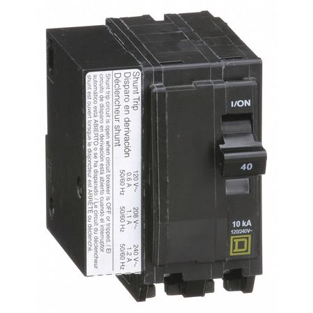 Square D Miniature Circuit Breaker, QO Series 40A, 2 Pole, 120/240V AC QO2401021