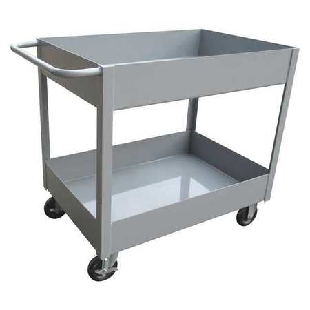 ZORO SELECT Utility Cart with Deep Lipped Metal Shelves, Steel, Flat, 2 Shelves, 1,200 lb 2GMH8