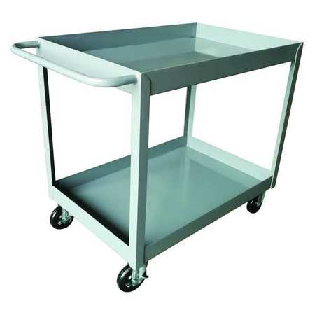 ZORO SELECT Utility Cart with Deep Lipped Metal Shelves, Steel, Flat, 2 Shelves, 1,200 lb 2GMH6