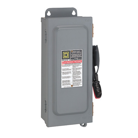 SQUARE D Nonfusible Safety Switch, Heavy Duty, 600V AC, 6PST, 100 A, NEMA 12, 3R HU663AWK