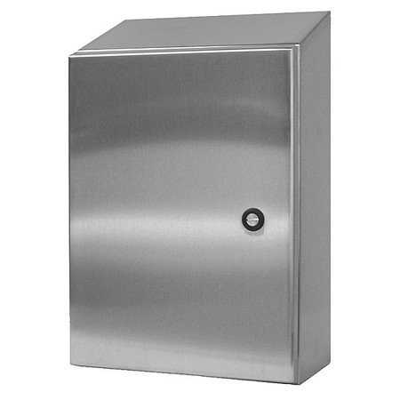 WIEGMANN 304 Stainless Steel Sloped Enclosure, 16 in H, 16 in W, 8 in D, NEMA 3R; 4; 4X; 12, Hinged N412161608CSSST
