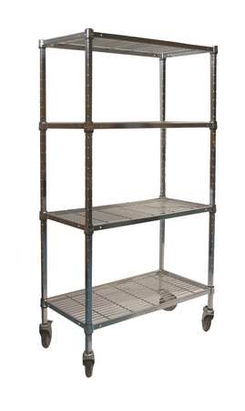 Zoro Select Wire Cart, 4 Shelf, 36x18x70, Chrome 2HDE5