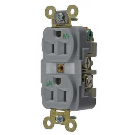 HUBBELL 15A Duplex Receptacle 125VAC 5-15R GY HBL5262GYWR