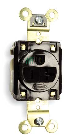 HUBBELL Receptacle, 20 A Amps, 125V AC, Flush Mount, Single Outlet, 5-20R, Brown HBL5361WR