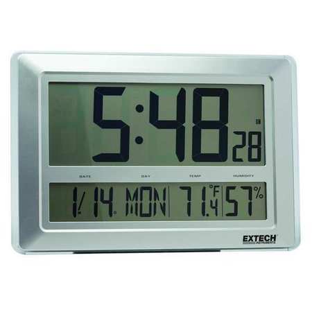 EXTECH Clock Digital Hygrometer, 23 to 122 F CTH10A