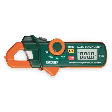 EXTECH Clamp Meter, Backlit LCD, 200 A, 0.7 in (18 mm) Jaw Capacity, Cat III 300V Safety Rating MA120