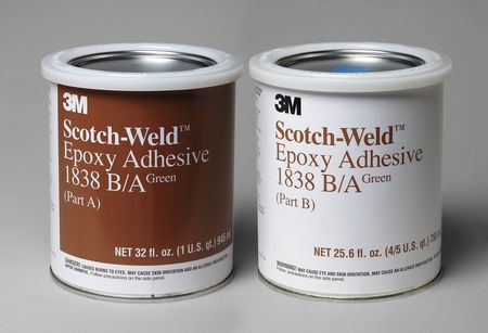 3M Epoxy Adhesive, 1838 Series, Gray, Dual-Cartridge, 6 PK, 4:05 Mix Ratio, 8 hr Functional Cure 1838