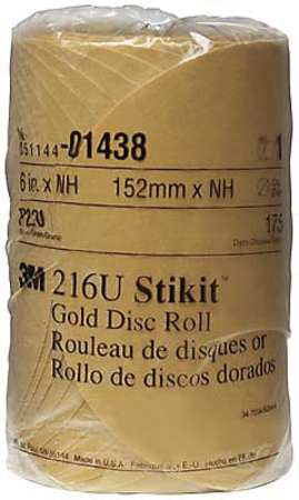 3M PSA Disc Roll, No Hole, 6 In, P220G, PK1050 7000119707