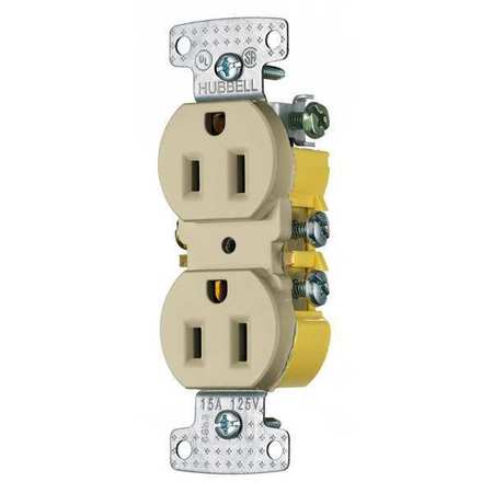 Hubbell 15A Duplex Receptacle 125VAC 5-15R IV RR15I