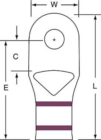 3M One Hole Lug Compress Conct, 2 AWG, PK100 MC2-14RX