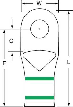 3M One Hole Lug Compress Conct, 1 AWG, PK100 MC1-516RX