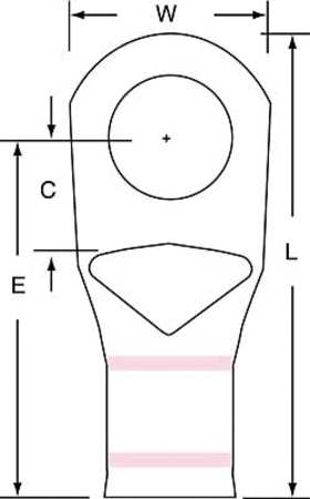 3M One Hole Lug Compres Conct, 1/0 AWG, PK100 MC1/0-12RX