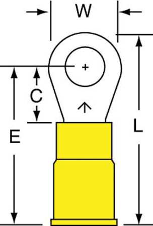 3M 12-10 AWG Vinyl Ring Terminal #10 Stud PK500 MVU10-10RK