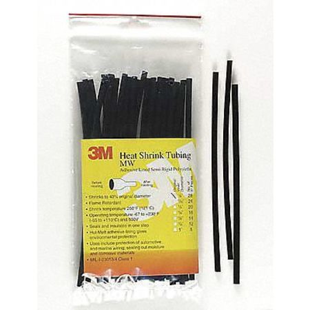 3M Shrink Tubing, 0.063in ID, Clear, 6in, PK100 FP301-1/16-6"-CLEAR-10-10 PC PKS